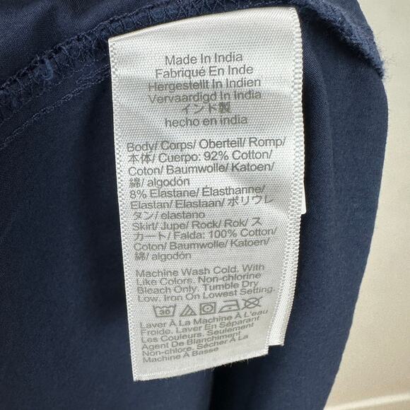 J.Crew Pintuck Mixy Dress Stretch Cotton Midi A line Minimalist Navy Medium NWT - Picture 12 of 12